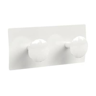 Portemanteau 2 patères époxy - L26xP8xH11,5 cm - Blanc - Mobidecor