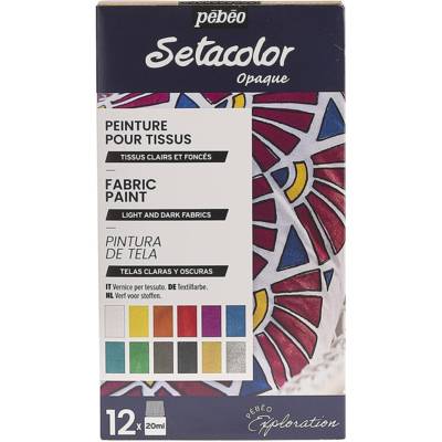 Set Exploration Setacolor Peinture Tissus Clairs et Foncés - 12 x 20 ml