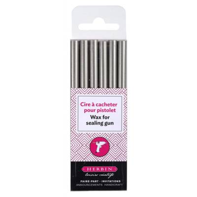 Pack 6 Batons de cire 5mm pour pistolet à Cire Argent - HERBIN