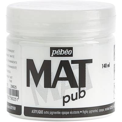 Pot 140ml Peinture Acrylique MAT pub Blanc Permanent - PÉBÉO