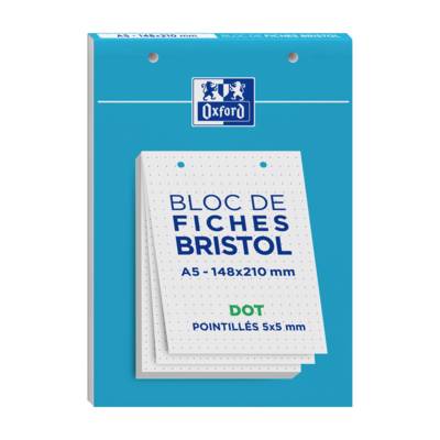 Bloc de 30  fiches bristol 148X210 perforées DOT  blanc