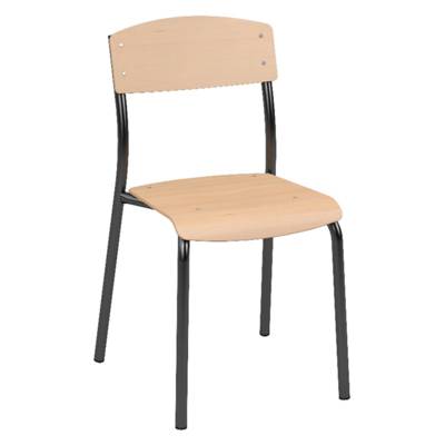 Chaise ANTIB assise et dossier bois Blueprotech® piètement époxy - T6 - Noir RAL 9005 - Mobidecor