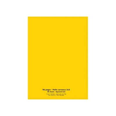 Cahier conquérant polypro agrafé 24x32 cm 96P 90G petits carreaux jaune