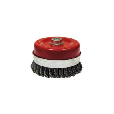 Brosse conique pour meuleuse fil acier torsadé 0.50 mm D. 80 mm M14 pour métal - Décapage extra dur - LEMAN - 530.080 - LEMAN S.A