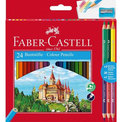 Set de 24 crayons de couleur Château + 3 crayons doubles pointes