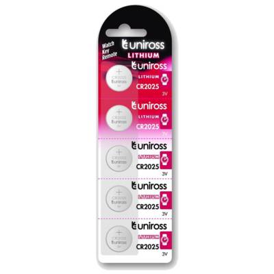 Pack de 5 Piles Lithium CR2025, 3V