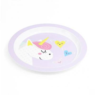 Assiette plate enfant en mélamine décor Lama/Licorne - Lot de 3 minimum