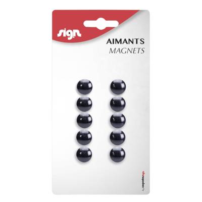 Pack 10 aimants ronds ø 12 mm coloris noir