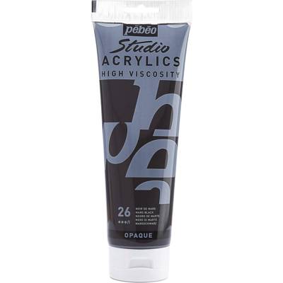 Tube 250ml Peinture Studio Acrylique Haute Viscosité Noir de mars - PÉBÉO