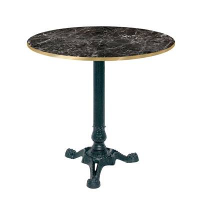 Table pied noir Ø70cm marbre noir chant laiton - intérieur - RestooTab