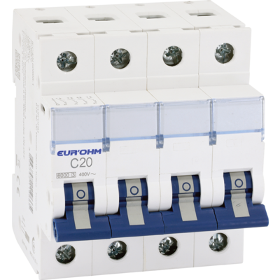 Disjoncteur 4PH 20A 6kA courbe C à vis - EUROHM -20346 - AURELEC