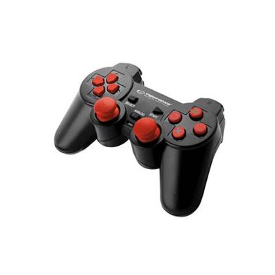Manette de Jeu EGG106R pour PC, PS2, PS3 Vibration, Filaire Noir Rouge