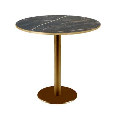 Table pied Doré Ø70cm marbre samas chants laiton - intérieur - RestooTab