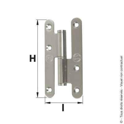 Paumelle de Paris inox bouts ronds gauche 110 x 55 mm - Gedimat - AFBAT