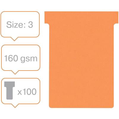 Lot de 100 fiches T indice 3 orange