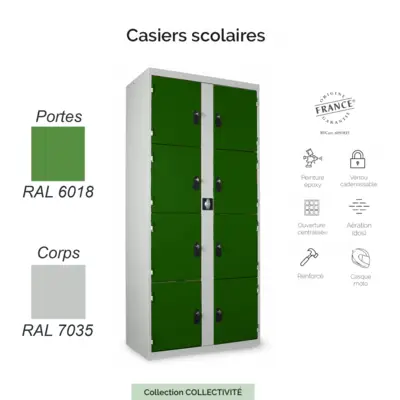 Casier Scolaire 8 Cases Visitable – Sécurité et Durabilité