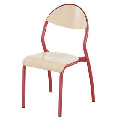 Chaise NUAGE assise et dossier bois Blueprotech® piètement époxy  - T5 - Rouge RAL 3000 - Mobidecor