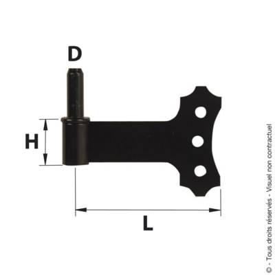 Gond à plaquer axe amovible noir D14 - 111mm - Gedimat