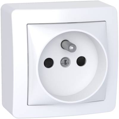 Prise de courant 2 pôles+terre connexion rapide avec cadre saillie blanc polaire ALREA - Gedimat - SCHNEIDER ELECTRIC