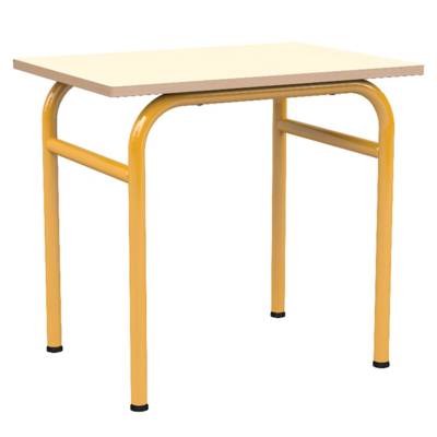 Table DELTA plateau ép.21 mm stratifié chant bois piètement époxy - 70x50 cm - T4 - Coquille d'oeuf/jaune RAL 1003 - Mobidecor