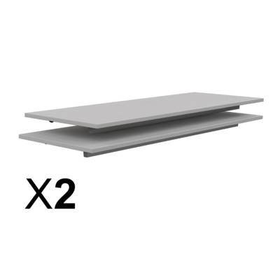 Lot de 2 plateaux TAGE/GANGE ép.19 mm mélaminé chant ABS - 130x50 cm - Gris perle - MOBIDECOR
