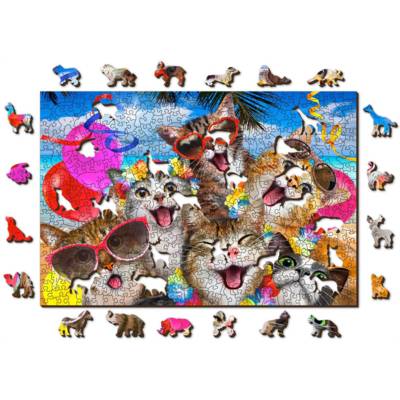 Puzzle en Bois Fête des chats 505 pièces