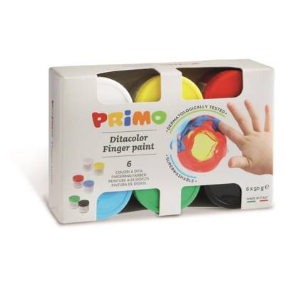 Gouache aux doigts en pot de 50g x 6 couleurs - PRIMO