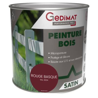 Peinture bois rouge basque - pot de 0.5 litres - Gedimat