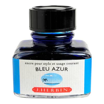 Encre traditionnelle à stylo en flacon "D" 30ml Bleu azur - HERBIN