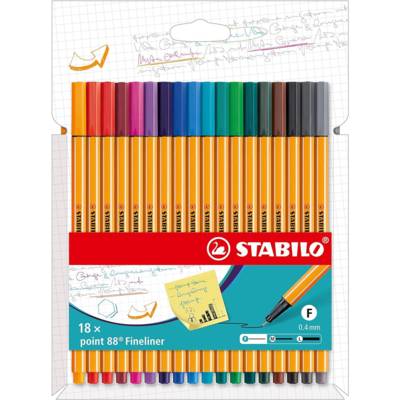 18 stylos-feutres pointe fine point 88 coloris intenses