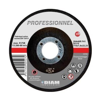Disque abrasif diam.115 X 1.6 X 22.23 inox - DIAM INDUSTRIES - DI115/22