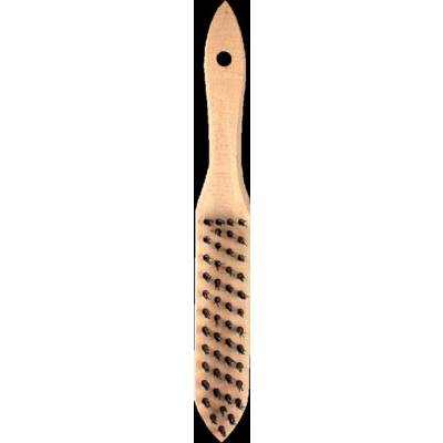 Brosse métallique fil noir acier rond 4 rangs manche bois - Gedimat