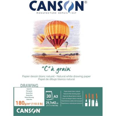 Bloc 30 Feuilles Papier Dessin C à Grain A3 180 g Blanc Naturel