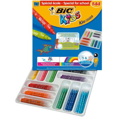Etui de144 feutres de coloriage KIDS COULEUR Pointe Moyenne bloquée 12 couleurs