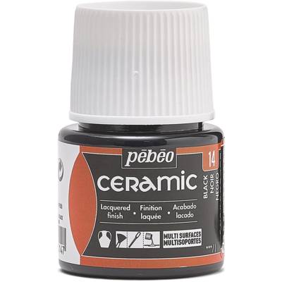 Flacon 45 ml peinture CERAMIC faïence et multi support noir - PÉBÉO