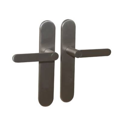 Ensemble poignée aluminium sur plaque acier Meudon K CADAP - Clé L - Nickel satiné mat - 001861/190BK