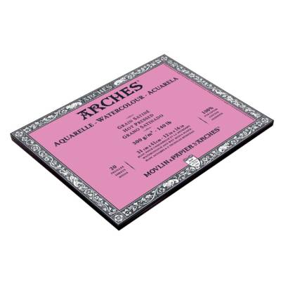 Bloc 20 feuilles 31x41 300g grain satiné blanc naturel