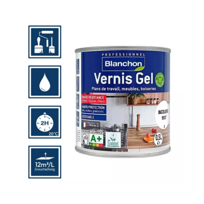 Vernis gel biosource Incolore Mat 0.5L - BLANCHON - 00521