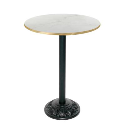 Mange-debout pied noir Ø70cm marbre paros chants laiton - intérieur - RestooTab