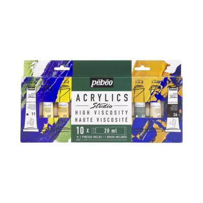 Set Peinture Studio ACRYLICS 10 Tubes 20ml + Pinceau - PÉBÉO