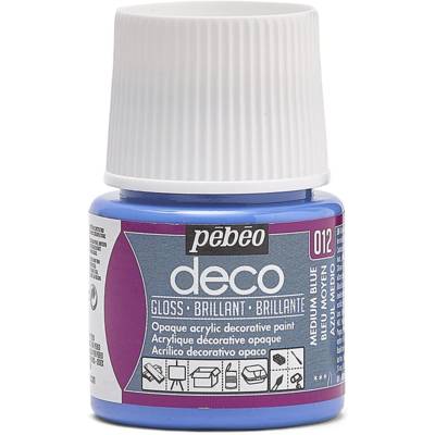 Flacon 45ml Peinture Deco Acrylique Brillante BLEU MOYEN - PÉBÉO
