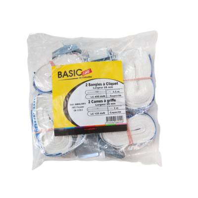 Sangle d'arrimage BASIC LINE bleu/blanc/rouge 3m+4,5m - lot de 4 pièces - Gedimat - COBALTIX