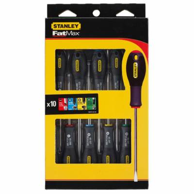 Tournevis électricien + mécanicien + Phillips + pozi + torx  - jeu de 10 pièces FATMAX - FMHT0-62128 - Maxoutil