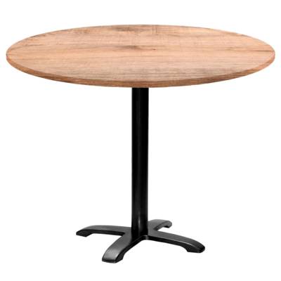 Table pied noir Ø110cm tanin naturel - intérieur - RestooTab