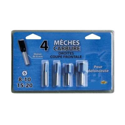 Lot de 4 mèches LEMAN droites carbure queue 8mm - 428.700.04 - Maxoutil