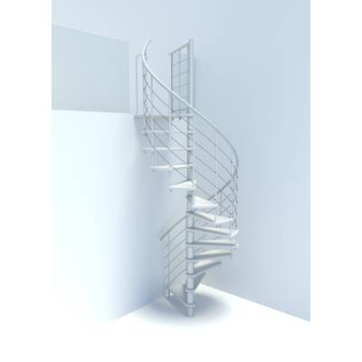 Escalier hélicoïdal VENEZIA SMART acier blanc marches hêtre laqué blanc - Gedimat - MINKA