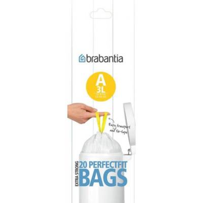 Rouleau de 20 sacs poubelle Type A - 3 Litres Blanc