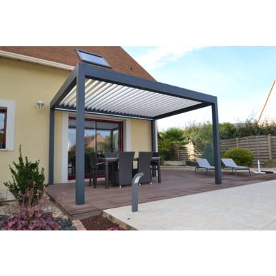 Pergola bioclimatique alu autoportante PANAMA gris sablé 7016 - Gedimat