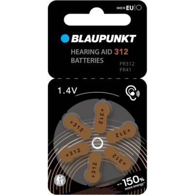 Pack 6 Piles Auditives PR312 PR41 Zinc Air Idéal ITC, RITE, miniBTE