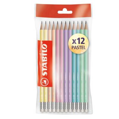 Ecopack de 12 Crayons Papier Swano pastel bout gomme HB